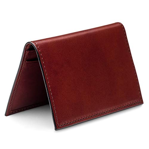 Bosca Men's Leather Card Holder Wallet - Slim, Front Pocket Design, 4 Card Slots Calling Card & ID Case for Men - Dark Brown
