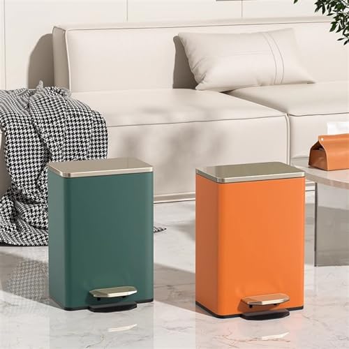 Garbage Bin Soft Close Pedal Wastebasket Bin with Removable Inner Bucket(Orange,12L)