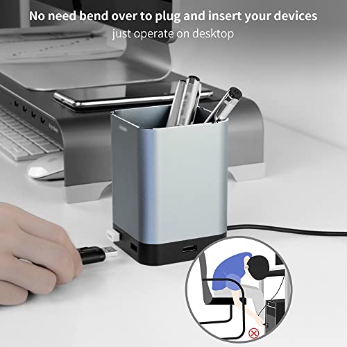 TEDILUVI Aluminum Pen Pencil Holder with 4 2.0 and Sturdy for Office and Home