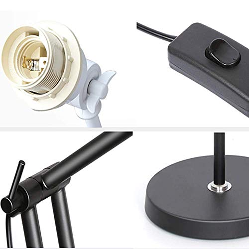 vsGotber Floor Lamp Desk Light Adjustable Head Lamp 360° Swing Arm Large Desk Lamp with Heavy Base for Office, Bedroom Living Room Family Room Study Room Black