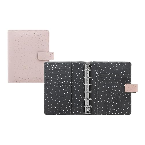 Filofax Confetti Organizer, Pocket Size, Rose Quartz - Leather-Look, Gold Foil Accents, Six Rings, Week-to-View Insert, Multilingual (C028725)