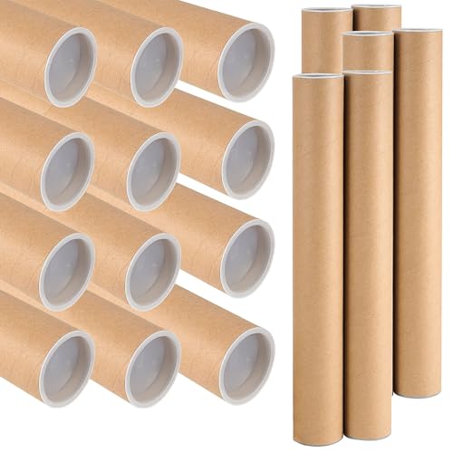 HOIGON 18 Pack 2 x 16 Inch Mailing Shipping Tubes with Caps, Thick Mail Tubes Cardboard Mailing Tube for Packing,Shipping, Artwork, Crafts, Storage of Poster