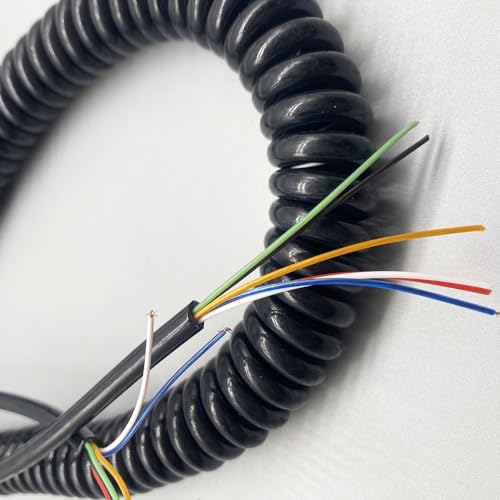 6 Core 20AWG 0.5mm2 Coiled Curly Mains Flex Cable Spring Wire