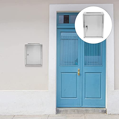 ZEELYDE Donation/Charity/Suggestion Box,Stainless Steel Storage Box, Wall Mounted Mailbox Key Drop Box with Lock, Donation Box, Charity Donation Box,A