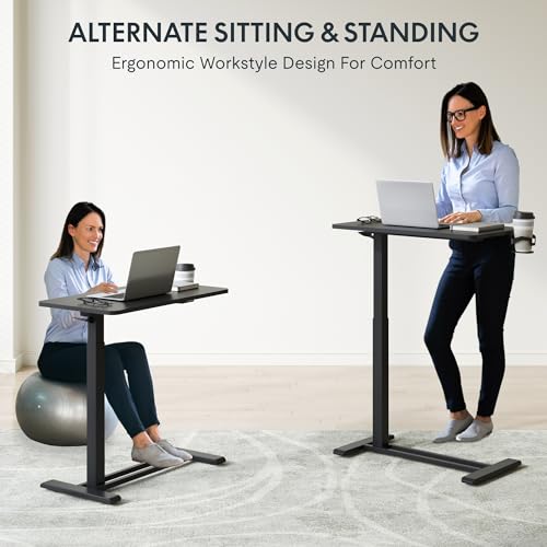 FLEXISPOT 28" Mobile Standing Desk Pneumatic Lift Computer Workstations