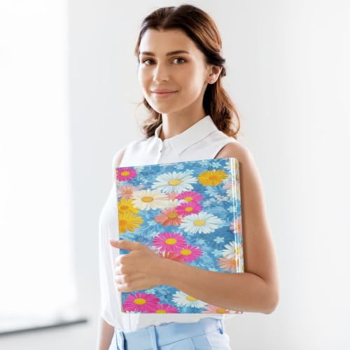 Xpdkjwd Quiet Beautiful Chrysanthemum 3 Ring Binder Can Hold 200 Letter Size Binders, Suitable for Home, Office, Dormitory, 2Pcs