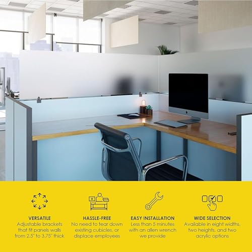 OBEX Acrylic Mounted Large Brackets Quality Desk Privacy Panel & Divider for Your Office Cubicle-Increase Separation & Improve Productivity (Frosted, 24"W X 72"H)