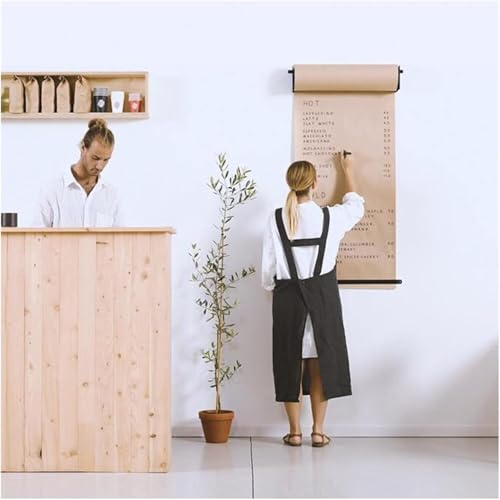 LNNW Kraft Paper Dispenser Cafe Bar Kraftpaper Roll Dispenser Cutter, Wall Mount Kitchen Bulletin Board Papers for Chores Shopping to-Do Lists Decorative Message Boards for Wall(67cm/26.3in)