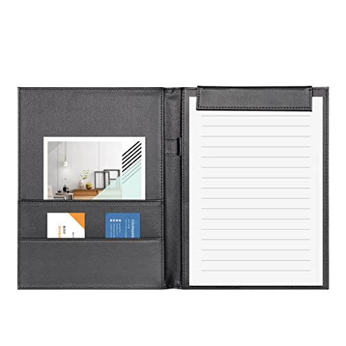 HBJWOV A4 File Folder Clipboard Writing Pad Memo Clip Board Clips Leather Multifunctional Utility Conference(D)