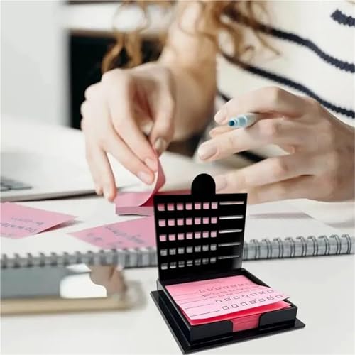 Sticky Note Holder with Stencil Set, 2-Pack Desk Organizer for 3x3 Pads