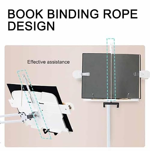 Floor Phone Stand Overhead Video Recording, Universal Floor Stand with Height Adjustment, 360° Rotating Cookbook Sheet Music Stand, Adjustable Floor Stand Book Holder with L(Size:Equipped with lights)