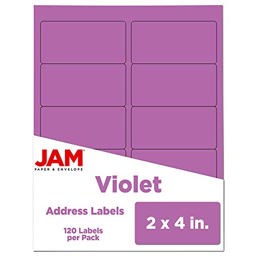 JAM PAPER Shipping Address Labels - Standard Mailing - 2 x 4 - Violet - 20 Packs of 120