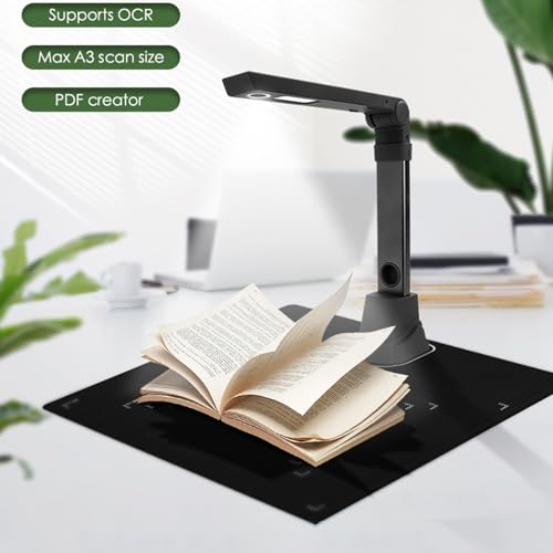 ERICAT Book Document Camera for Teachers, A3 High-Speed Document Camera with OCR Function,12 Million HD Pixels and Real-time Projection, Auto Turn Page & Smart Scanning, for Classroom and Office