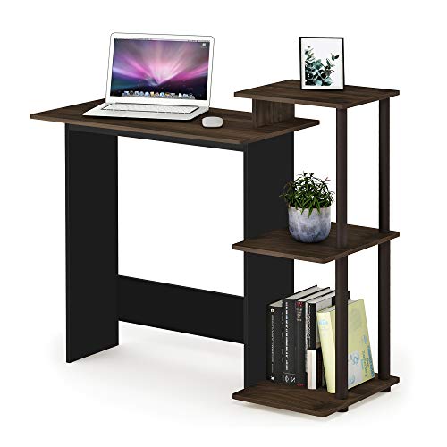 Furinno Efficient 29-Inch Computer Desk with 3-Tier Shelf, Brown Walnut