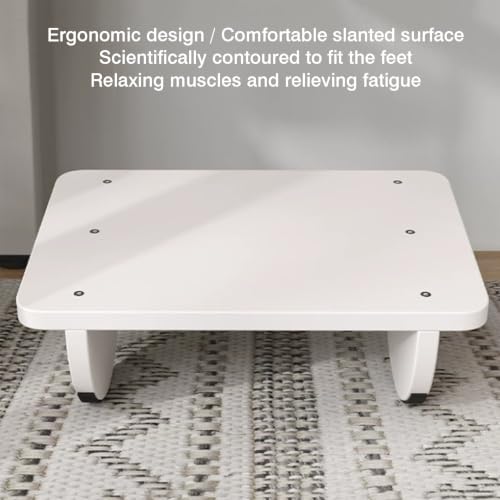 Ergonomic Under Desk Footrest for Office,Under-Desk/Sofa with 180° Rocking Motion,Solid Wood Frame 330lbs Load Capacity(White,30x40x14cm)