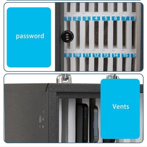 EliteBloom Mobile Phone Cabinet Wall -Mounted Storage Cabinet Stainless Steel Mobile Phone Storage Box Telephone Storage Box,Black-36 bit