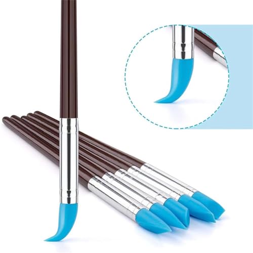QVEZPRYX Indentation Silicone Pen 5 Sets of Clay Marking and Finishing Tools DIY Plastic Soft