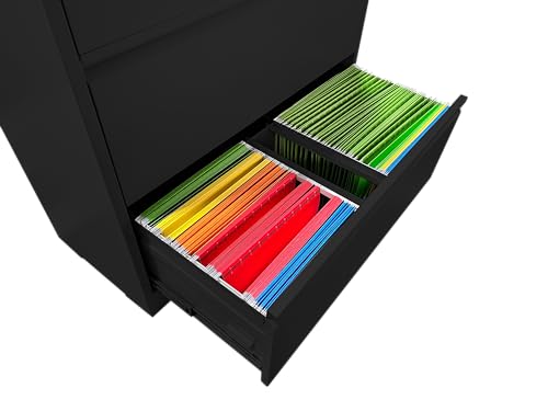 Large Metal File Cabinet Lockable Tall 5 Drawer Lateral Steel Filing Cabinet with Lock & Large Drawer Lockable File Cabinet Filing Cabinet Office File Cabinets Printer Stand for Home Office (Black)