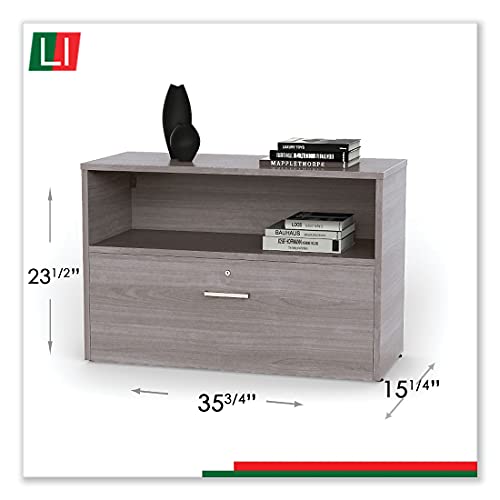 Linea Italia Urban 36" Credenza, Bottom Pedestal, 35.25w X 15.25d X 23.75h, Ash