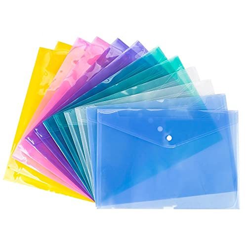 Filing Envelopes A4 Clear Document Bag Paper File Folder Stationery School Office Case 6 Colors Plastic Folders (Color : 3)