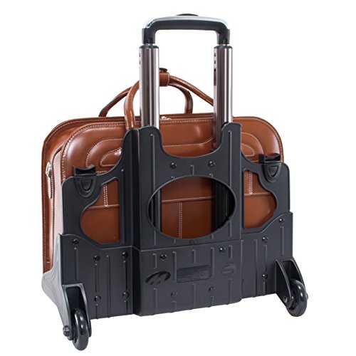 McKlein WILLOWBROOK, 17" Leather Detachable -Wheeled Ladies' Laptop/Computer & Tablet Business Briefcase Bag/Women's Rolling Overnight Travel Bag, Removable trolley case