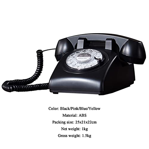 Retro European Telephone Landline Antique Old Fashioned Creative Home Wired Telephone Mechanical Retro Ringtones (Pink b)