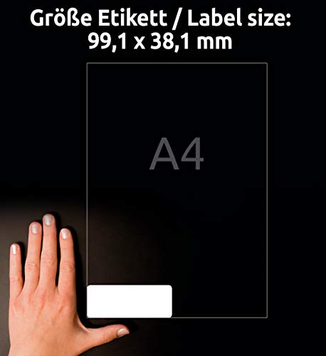 Avery Zweckform J7163-100 Address Labels 99.1 x 38.1 mm for DIN Long Envelopes Pack of 100 Sheets