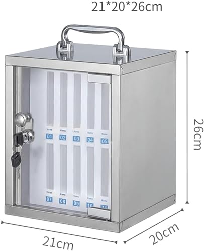 CZHIXG 12 Slots Stainless Steel Clear Cell Phones Storage Cabinet Pocket Chart Storage Locker Box with Handle for Office Classroom-1