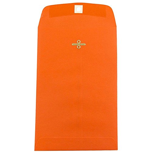 JAM PAPER 6 x 9 Open End Catalog Colored Envelopes with Clasp Closure - Orange Recycled - Bulk 250/Box