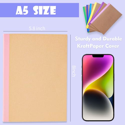 Nanajorwa 100 Pack A5 Colorful Ruled Lined Mini Notebook Journals Bulk, Soft Cover Kraft Composition Notepad Memo Cuadernos for Girls, Students, Traveler, Note Taking, School Supplies