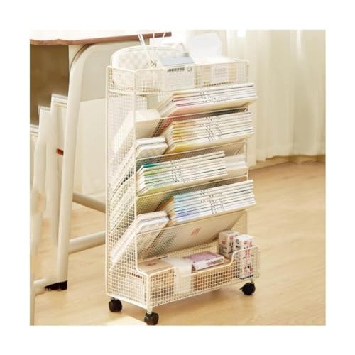Peynir Bookshelf Iron Book Stand Book Storage Box Desk Side Book Shelf Removable Desk Storage Rack Classroom Shelf Slim Narrow Desk Bookcase Boho Bookshelf