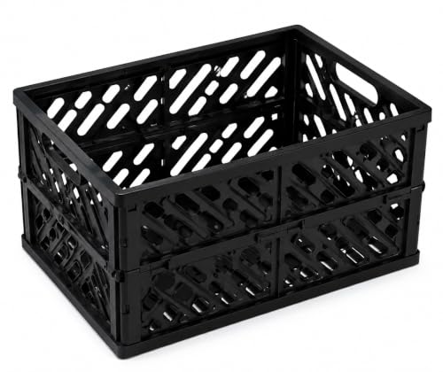 Pyelvornaxqut Plastic Folding Storage Crate, Black
