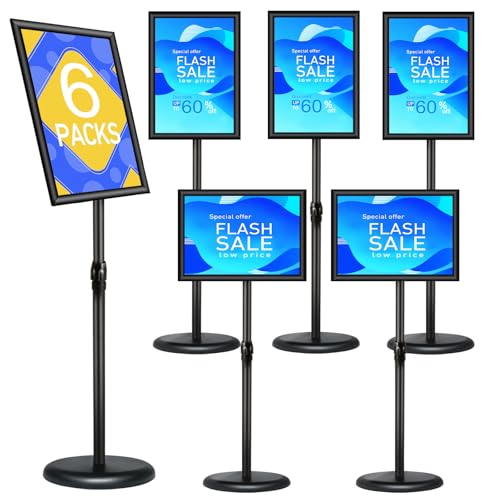aanfency 6PK 11x17 Floor Standing Sign Holder, Adjustable Display Stand
