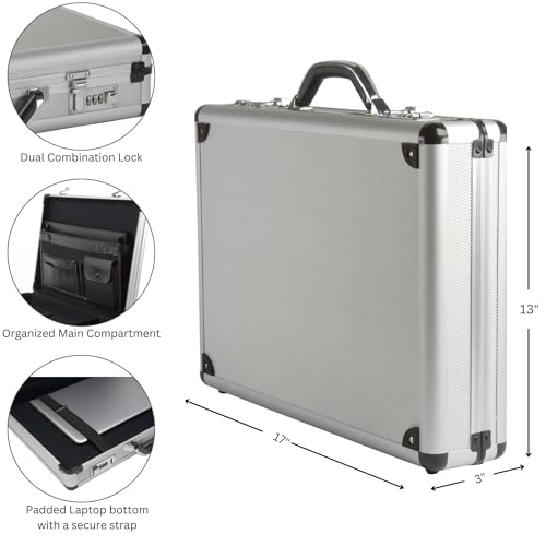 Alpine Swiss Executive Aluminum Briefcase Padded Laptop Briefcase For Men Hard Shell Attache Case Combo Lock Business Case