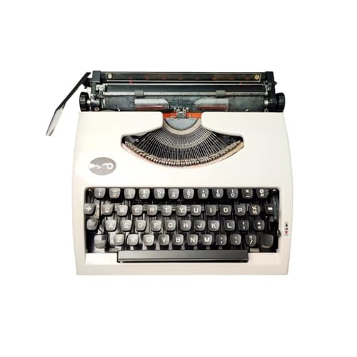Vintage Manual Typewriter Machine with Ribbon, Old Typewriter with Metal Movement, Writing Machine for Typing Letters and Notes(White)