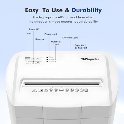 Wingwise Ultra Low Noise 48dB Paper Shredder for Home Office