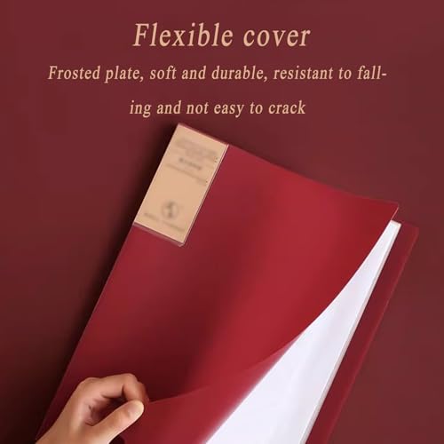 File Folder Binder, A4 Document Display Book with 60 Clear Pockets/Red(Black)