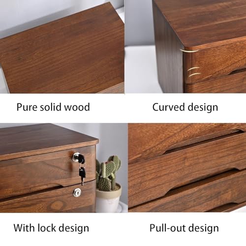 ntumLeap Rustic Solid Wood Desk File Cabinet with 1/2/3/4 Drawers,Lockable Storage Box for Office,Home & School Supplies,Stylish Chest,