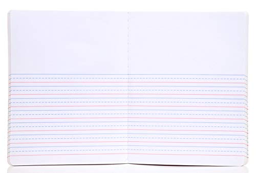 Mintra Primary Composition Notebook, 24 units 6-4 Pack, Assorted Colors, 80 Sheets, 7.5in x 9.75in, 1/2 Sheet, Ruled with Drawing Area, Flexible Hardcover Journal, Grades K-2, School & Home Use
