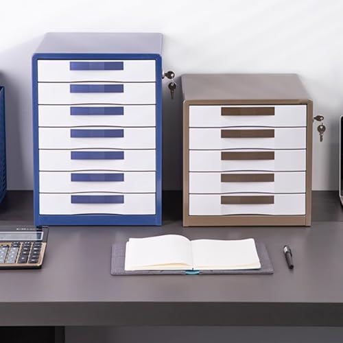 GUODDM 7-Tier Metal Drawer Organizer - Lockable Desktop File Cabinet, Small Document Storage Box For Office, Home School, For Papers Folders Supplies(B)
