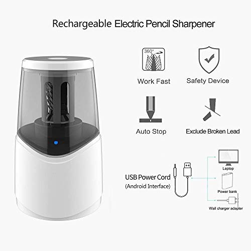KLJUHGTR Electric Pencil Sharpener,Heavy Duty Helical Blade,Auto Stop Sharpeners Fit for Pencils 6-8mm in Diameter,Suitable for School Office Home