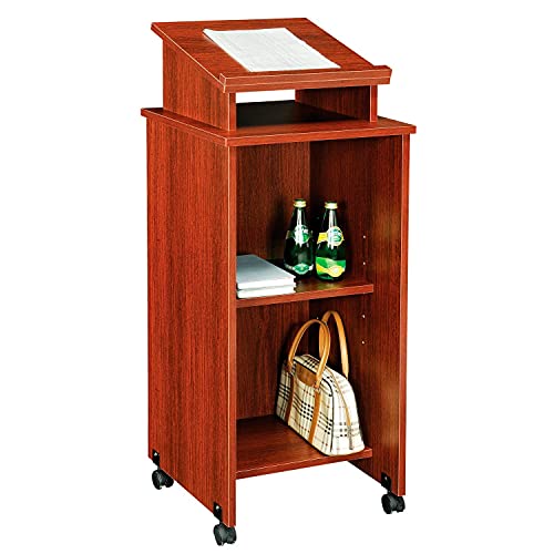 Global Industrial Mobile Lectern, Mahogany, 18" W x 18" D x 44" H