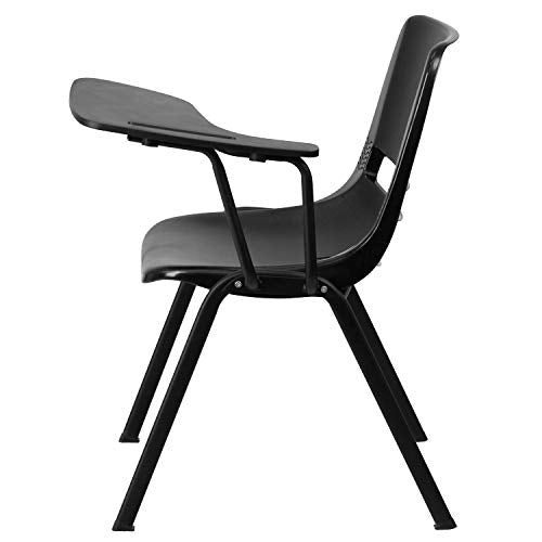 Flash Furniture Black Ergonomic Shell Chair with Left Handed Flip-Up Tablet Arm