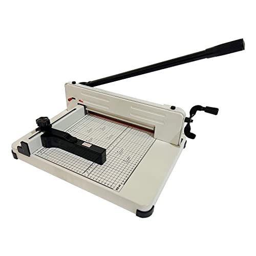 INTBUYING Thick Layer Paper Cutter, Heavy Duty Desktop All Steel 12.2in A4 Stack Paper Manual Cutter,1.57in Max Cutting Thickness Paper Guillotine Trimmer with Thickened Steel Knife