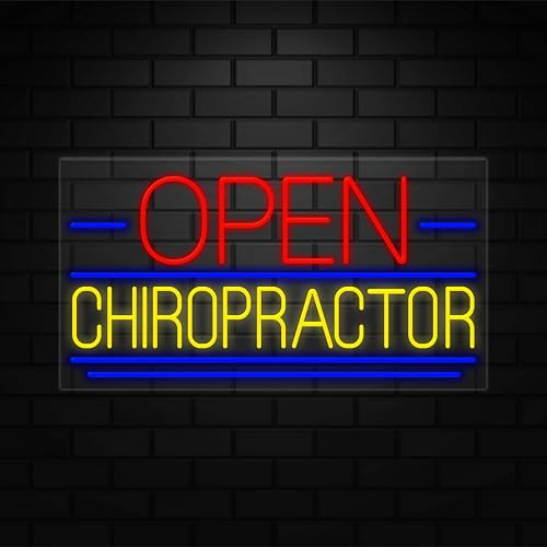 Open Chiropractor Neon Sign for Retail Displays | Value priced LED Flex Neon | Electronic Light Up LED Sign for Windows/Walls | 37"W x 20"H x 1"D
