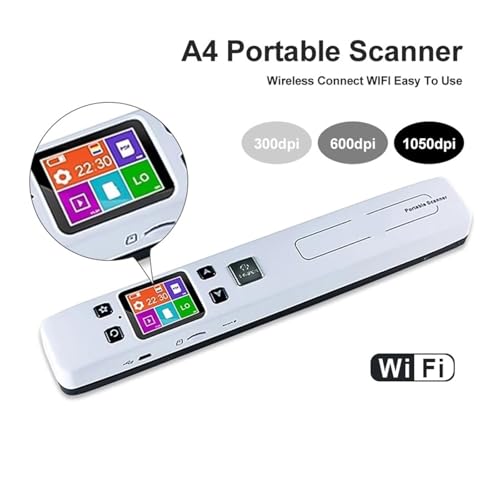 Document Camera, Mini Portable A4 Document and Image Scanner, 1050 Dpi JPG/PDF, High Speed ​​Portable for School and Business Use for Live Demo(White,Without WiFi)