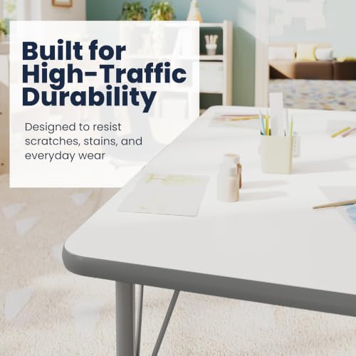 Flash Furniture 48" x 24" Adjustable Activity Table, White, Short Legs