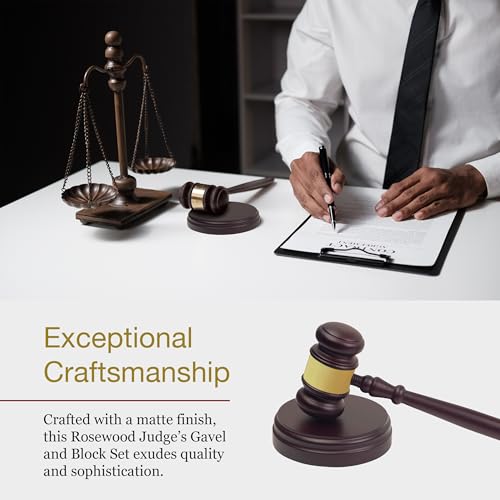 SHOP AWARDS AND GIFTS 10-1/2 Inch Rosewood Finish Gavel and Block Set