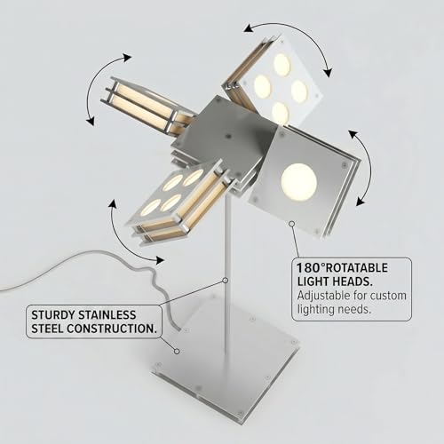 XIVUIFOI Rotatable Foldable Stainless Steel Desk Lamp, 7W Ambient LED Light, 3000K Warm Light, 180° Forward/Backward & 30° Up/Down Adjustable Angles,