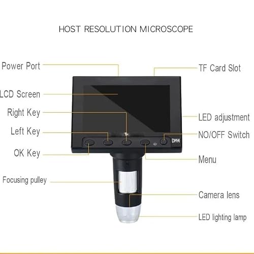 ZTBH Microscope Accessories Kit 1000x 2.0MP Digital Electronic Microscope with 8LED and Stent Microscope Slides